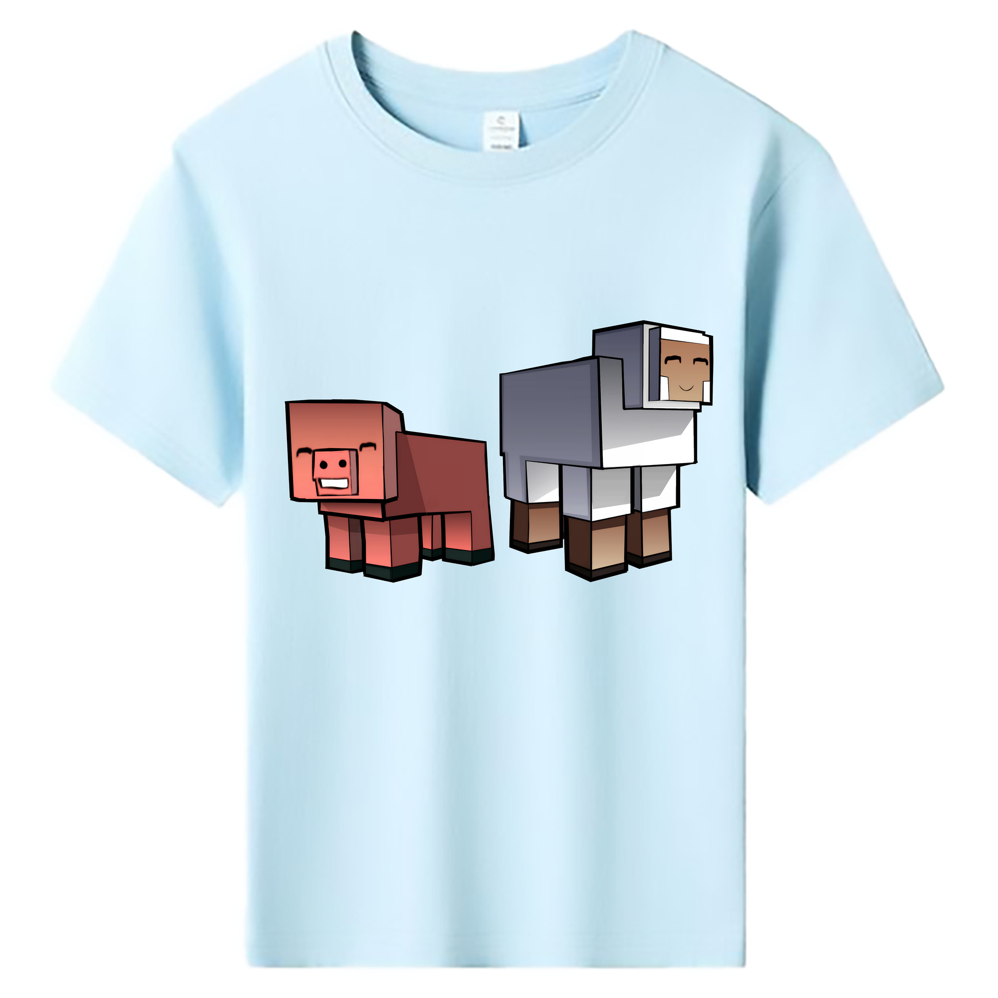 （画像用） マインクラフト ブロックの世界 Minecraft MC Block world 綿100％キッズTシャツ（フロントプリント）